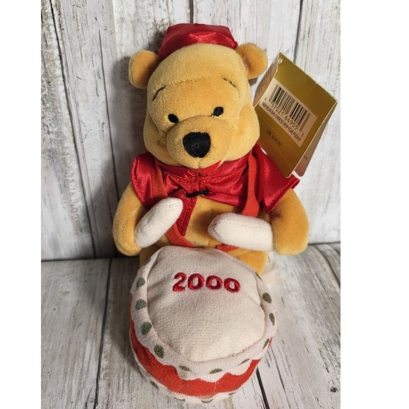 Vintage Disney Winnie the Pooh Plush 2000 New Year Bean Bag Doll with Tags - Picture 3 of 7